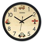 Amazon Brand - Solimo Engineered Wood Travel Bug Wall Clock - (12-inch, Black, Silent Movement)