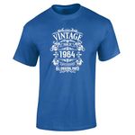 Dead Set Studio Mens 60th Birthday Gift T Shirt - 1964 All Original Parts - Born in 1964, 60th Birthday Gifts for Him, 60th Birthday Gift Idea for Men Royal Blue Size L