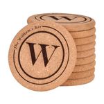 Personalized Cork Coasters for Drinks, Custom Engraved Absorbent Heat & Water Resistant Coasters for Cups and Mugs (W)