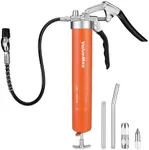 ValueMax Grease Gun, 6000PSI Heavy Duty Grease Gun Kit with 18inch Flexible Hose, 2 Extension Rigid Pipe, 2 Reinforced Couplers and 1 Special Sharp Nozzle, 14oz Load Capacity