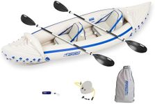 Sea Eagle SE330 Two Person Inflatable Sport Kayak Boat with Two Seats, Two Paddles and Pump