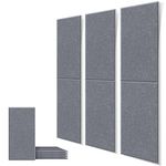 DrKlang 6 Pack Acoustic Panels, 23.6" x 11.8" Decorative Soundproofing Panels, Wall and Ceiling Acoustical Treatment Tiles, Great to Reduce Echo and Noise for Home and Office - African Grey