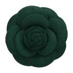 PATIKIL Camellia Flower Brooches, Vintage Fabric Flower Brooches Handmade Floral Pins for Women Hat Dress Shirt Tie Corsage, Dark Green