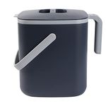 BLUE GINKGO Kitchen Compost Bin - 1.32 GAL / 5 L Easy Clean Food Waste Bin for Kitchen with Handles | Countertop Compost Bin Kitchen Food Scrap Pail Bucket (Made in Korea) - Grey