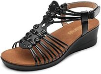 DREAM PAIRS Womens Wedge Sandals Gladiator Woven Strappy Open Toe Sandals Low Heel Summer Shoes,Size 6.5,Black,SDPW2350W-E