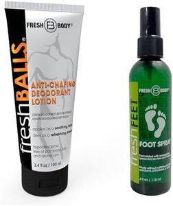 FRESH FEET and FRESH BALLS Combo! 4 oz Natural Anti-Bacterial Odor Fighting Spray w/Essential Oils Paired with Fresh Balls 3.4 oz Men's Antiperspirant! (BOTH By Creator of Fresh Balls)