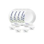 La Opala Novo Collection Opal Glass Crockery | for Family of 4 | Dinner Set 10 pcs English Lavender | Plates & Bowls for Dining | Microwave Safe | 100% Vegetarian | Extra Strong | Light & White