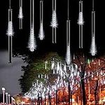 LDUSA HOME Waterproof Meteor Shower Rain Lights - 30cm 8 Tubes 192 LEDs Drop Icicle Snow Falling Raindrop Cascading Lights for Wedding Party Christmas,White