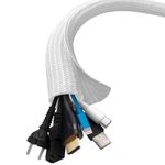 shinfly Cable Tidy Sleeve, 13mm/∅0.51"-3m/9.8ft Cable Management Sleeve, Wire Loom Self-Closing Tube Wire Organizer for TV PC Home, White