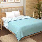 Story@Home Dohar Double Bed Cotton 100% | 150GSM Quilt Blanket for Summer | 225 x240 cm Reversible and Cozy AC Comforter Double Bed | Blue & White | Geometric Design Duvet | Ideal for Gifting