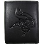 NFL Siskiyou Sports Mens Minnesota Vikings Embossed Leather Tri-fold Wallet One Size Black