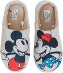 Disney Womens Minnie Mouse Slippers Slip On Mickey Mouse Mules Sliders Warm Lined House Shoe, Grey, 3 UK