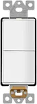 LIDER Minimalist Design Matte Finish Lighted Double Switch, Combination Frameless Decorator Switch with Locator Light, Ground Terminal, Single Pole, 15A 120-277V, UL listed, LCS2-1P-W, White