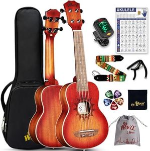Winzz Ukulélé Soprano pour Adultes Débutants, Ukulélé Acajou 21 pouces pour Enfants Kit de démarrage, Set Cadeaux Ukulélé Unique, Design Unique (Cordes Carbone, Matte Sunburst)