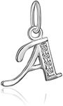 BORUO 925 Sterling Silver Cubic Zirconia A-Z Initial Letters Alphabet Dangling charms Pendant, Sterling Silver