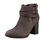 TOETOS Women's Chicago-03 Brown Faux Leather Pu Chunky Heel Ankle Boots Size 6.5 M US