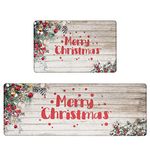 Pauwer Christmas Kitchen Rugs Set of 2, Farmhouse Christmas Ball Kitchen Floor Mat, Non Slip Anti Fatigue Kitchen Mats for Floor, Cushioned Kitchen Rug Set for Christmas Party Home Kitchen