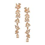 SWEETV Cubic Zirconia Wedding Earrings for Brides, Champagne Chandelier Bridal Dangle Earrings for Wedding Prom Pageant