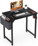 STAR WORK Engineered Wood Modern Simple Powder Coated Computer Study Writing Table Desk with 2 Hooks, Storage Bag Writing Desk Folding Desk for Small Spaces (Black, (30"(H) X32(W) X19(D) in))