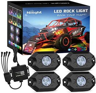 Nilight RGB LED Rock Lights Kit, 4 pods Underglow Multicolor Neon Light Pod with Bluetooth App Control Flashing Music Mode Wheel Well Light for Truck ATV UTV RZR SUV