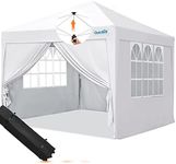 Quictent Easy Pop up Canopy Tent 10'x10' with Detachable Window Sidewalls, One Person Setup, Waterproof Outdoor Portable Vendor Tent Shelter Enclosed, Wheeled Bag Included (White)