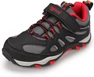 Eggseed Boys Hiking Shoes Kids Sneakers Outdoor Waterproof Athletic Running Slip Resistant Comfortable Size 2 Black red