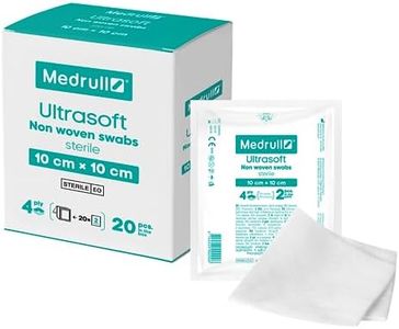 Medrull Compresse sterili in tessuto non tessuto, Ultrasoft 20 x 2 pezzi (40 pezzi) 4 veli 10 x 10 cm Compresse assorbenti, materiale per medicazione, bende di garza per ferite
