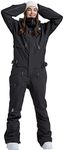 Women and Men's Ski Suits One Piece Jumpsuit Winter Outdoor Waterproof Warm Snowsuits, 72bk, XL