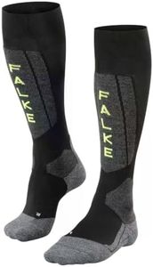 FALKE Men's SK5 Expert Ski Socks, Black-Lightning 10.5-11.5