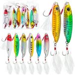 Fishing Lures, 8 Pcs Colorfully Reflective Fishing Spoons Jigs Lures Hard Swimbaits for Walleye Bass Trout Freshwater & Saltwater Fishing Lure (0.71oz)