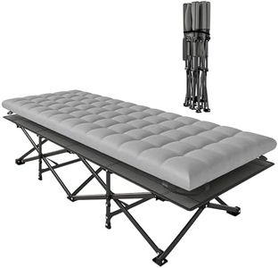 Outsunny Camping Cot with Soft Pad, 32" Extra Wide Folding Cots with Non-Slip Feet and Carry Bag, Heavy Duty Portable Oxford Sleeping Bed, 440 lbs Capacity, Grey