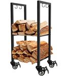 Koutemie Outdoor Fire Wood Log Rack for Fireplace Gray