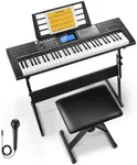 Donner Keyboard Piano 61 Key, Electric Keyboard Kit with 249 Voices, 249 Rhythms - Includes Piano Stand, Stool, Microphone, Gift for Beginners, Black (DEK-610S)