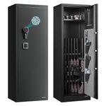 VEVOR 8-10 Gun Safe, Long Gun Cabinet for Rifles and Pistols, Quick Access Rifle Safe with 3 Pistol Pockets and Adjustable Racks, Digital Cabinet with Fingerprint and Password Lock(Assembly Required)