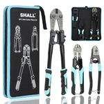 SHALL 3-Piece Bolt Cutters, 14" Heavy Duty Bolt Cutter, 8" Mini Bolt Cutter, 8" Wire Rope Cutter, Ergonomic Handle, More Efficient Leverage for Cutting Locks, Chains, Iron Wire, Carrying Case Included