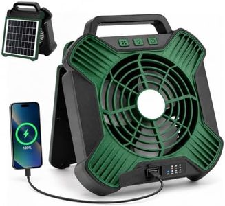 Hoklen Solar Portable Rechargeable Battery Fan, Camping Tent Fan with Power Display, 90° Adjustable Head, Quiet Motor for Outdoor, Beach, Jobsite