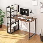 VERMESS Computer Desk with 4 Tiers Shelves, 39 Inch Sturdy Table with Reversible Bookshelf for Home Office, Study Tower Desk for Small Space, Industrial Modern Style, Vintage+Black