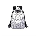 Batcat™ Geometric Backpack Holographic Luminous Reflective Bag Luminesk Irredescent Rucksack (Silver)