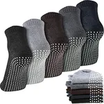 Geyoga 5 Pairs Unisex Non Slip Socks Anti Skid Slipper Barre Socks for Yoga Pilates Barre Home Workout (Mixed Color)