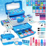 ROKKES Kids Makeup Kit for Girl -Kids Makeup Kit Toys for Girls Washable Make Up for Little Girls, Non Toxic Toddlers Pretend Cosmetic Kit, Child Play Real Makeup Set, Age 3-12 & Up Year Children Gift