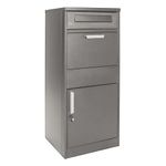 Wiltec Parcel Box Grey 50 x 37 x 112 cm Spacious Post Box for Home, Freestanding Mailbox, Lockable Outdoor Letterbox, Delivery Drop Box