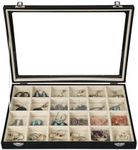 Stratalife Jewelry Tray 24 Grid Earring Organizer With Clear Lid Jewelry Holder Organizer Jewelry Organizer Box Jewelry Storage Crystal Holder For Stones Display (Beige Black)