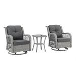 Grey Rattan Garden Furniture Set Outdoor Patio Lounge Swivel Chair Duo with Swivel Function & Coffee Table