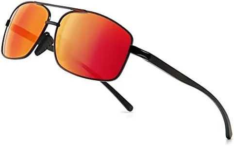 SUNGAIT Ultra Lightweight Rectangular Polarized Sunglasses UV400 Protection (Black Frame Red Mirror Lens, 62) Metal Frame 2458 HEKHO