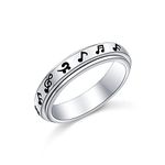 Yearace Spinner Rings for Anxiety 925 Sterling Silver Cute Music Notes Stress Relieving Fidget Ring Jewelry Gift for Women Musicians Music Teachers, Size 6-9, Metal, Cubic Zirconia