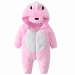 BRANDONN Dinosaur Design Romper Jumpsuit/Onesie Sleepsuit/for Baby and Kids | Unisex (Baby Pink, 12-18 Months)