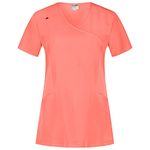 B-well Justina Spandex Scrub Tops & Uniforms for Women Medical Uniforms & Scrubs Spandex Beauty TunicShort Sleeve V-Neck Anti-Wrinkle, Coral, M