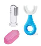 Silicone U-Shaped With Finger Manual Toothbrush For Kids, 2-6 Years Kids Toothbrush, Food Grade Ultra Soft Brush Head, Whole Mouth Cleaning Tool (Pack Of 2),Multicolour