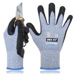 DEX FIT 15-Gauge Level 4 Cut Resistant Gloves Cru553 Thin, 3D Comfort Ultra Soft, High-Dexterity for Precision Feel, Blue Large 1 Pair
