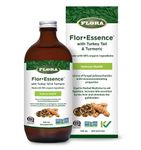 Flora - Flor•Essence® with Turkey Tail & Turmeric Liquid Tea Blend, Gentle detox and cellular immunity with Burdock Root, Sheep Sorrel, Slippery Elm, Watercress, Rhubarb, Kelp, Gluten Free, Kosher, Vegan, 500 mL. Glass Bottle